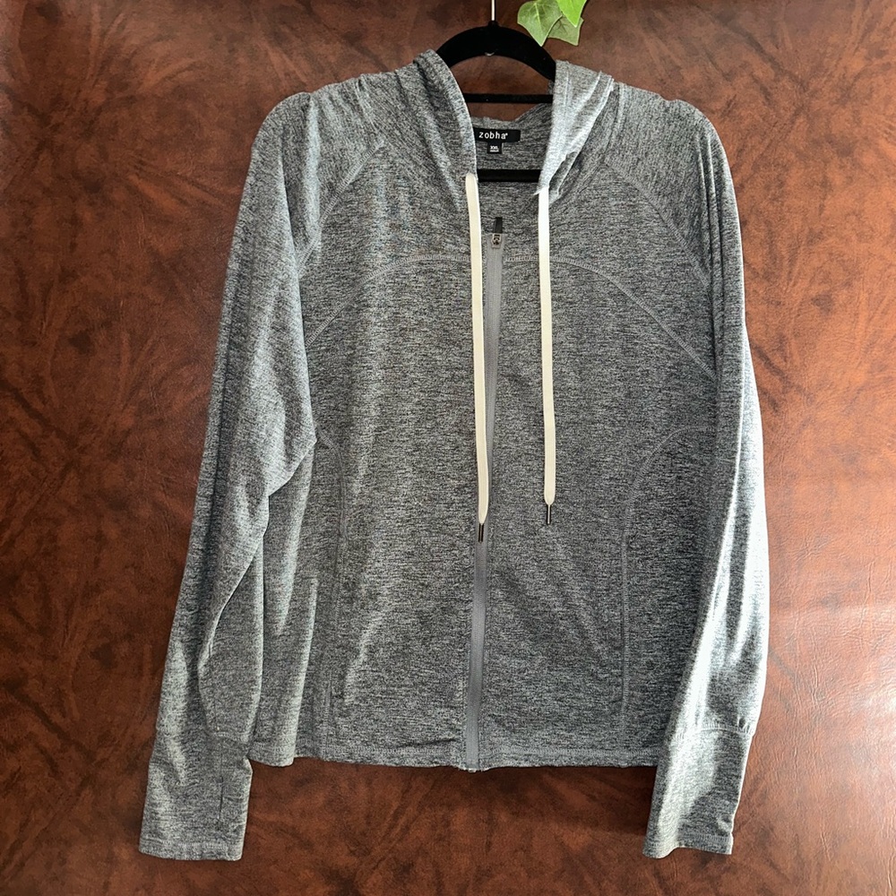 Zobha Gray Zip-Up Sweater